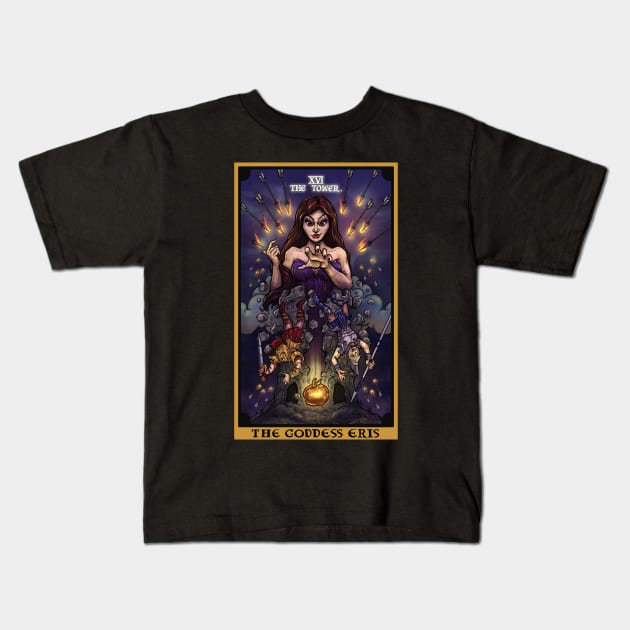 The Goddess Eris The Tower Tarot Card Kids T-Shirt by TheGhoulishGarb